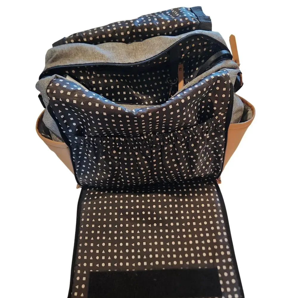 Petunia Pickle Bottom Boxy Backpack Diaper Bag Black Chambray Changing Pad